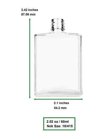 Elegant design 60 ml, 2oz  clear glass bottle  with reducer and white cap.