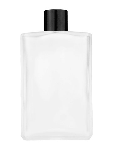 Elegant design 100 ml, 3 1/2oz frosted glass bottle with reducer and black shiny cap.