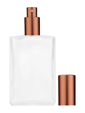 Elegant design 100 ml, 3 1/2oz frosted glass bottle with matte copper spray pump.