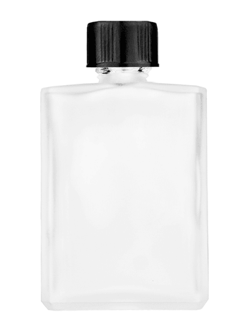 Elegant design 15ml, 1/2oz Frosted glass bottle with short ridged black cap.