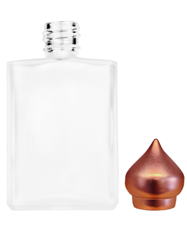 Empty Clear glass bottle with copper minaret dab on cap capacity 15ml.  For use with perfume or fragrance oil, essential oils, aromatic oils and aromatherapy.