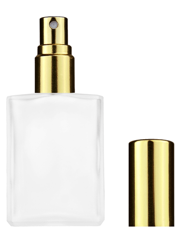 Elegant design 15ml, 1/2oz frosted glass bottle with shiny gold spray.