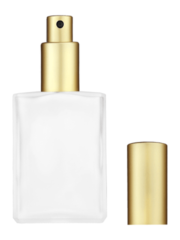 Elegant design 30 ml, Frosted glass bottle with sprayer and matte gold cap.