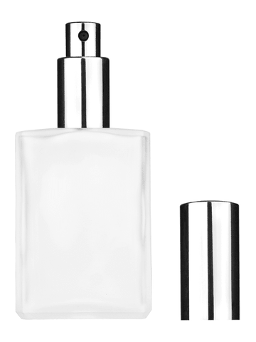 Elegant design 30 ml, Frosted glass bottle with sprayer and shiny silver cap.