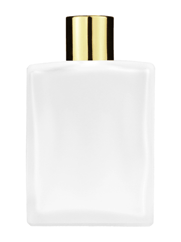 Elegant design 60 ml, 2oz frosted glass bottle with reducer and shiny gold cap.