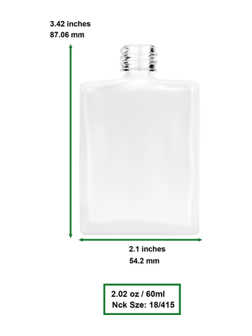 Elegant design 60 ml, 2oz frosted glass bottle with reducer and shiny silver cap.