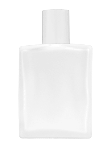 Elegant design 60 ml, 2oz frosted glass bottle with reducer and white cap.