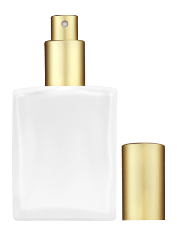 Elegant design 60 ml, 2oz frosted glass bottle with matte gold spray pump.