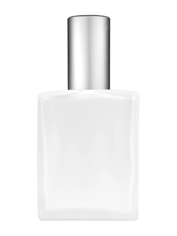 Elegant design 60 ml, 2oz frosted glass bottle with matte silver spray pump.