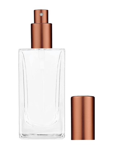 Empire design 100 ml, 3 1/2oz  clear glass bottle  with matte copper spray pump.