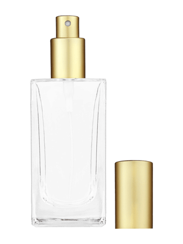 Empire design 100 ml, 3 1/2oz  clear glass bottle  with matte gold spray pump.