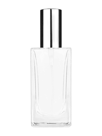 Empire design 100 ml, 3 1/2oz  clear glass bottle  with shiny silver spray pump.