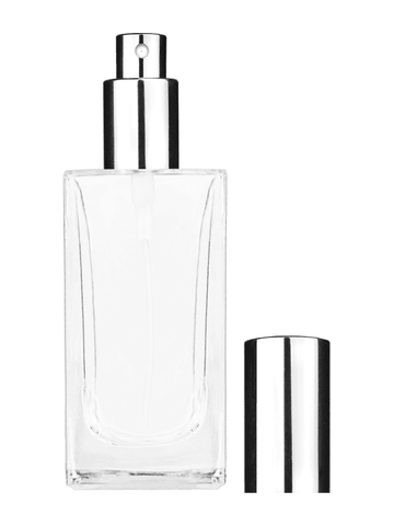 Empire design 100 ml, 3 1/2oz  clear glass bottle  with shiny silver spray pump.