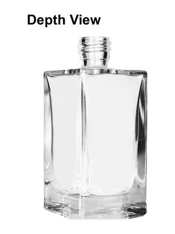 Empire design 50 ml, 1.7oz  clear glass bottle  with black vintage style bulb sprayer with shiny silver collar cap.