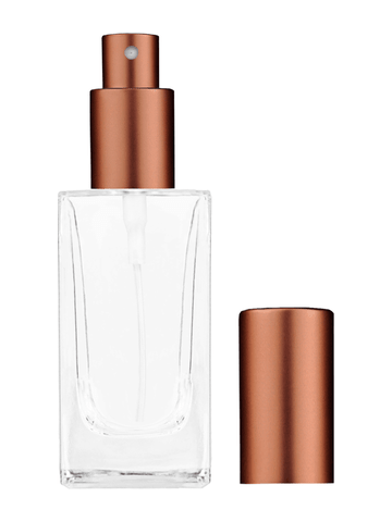 Empire design 50 ml, 1.7oz  clear glass bottle  with matte copper spray pump.