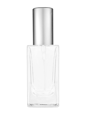 Empire design 50 ml, 1.7oz  clear glass bottle  with matte silver spray pump.