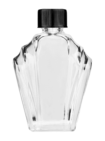 Flair design 13ml Clear glass bottle with short black cap.