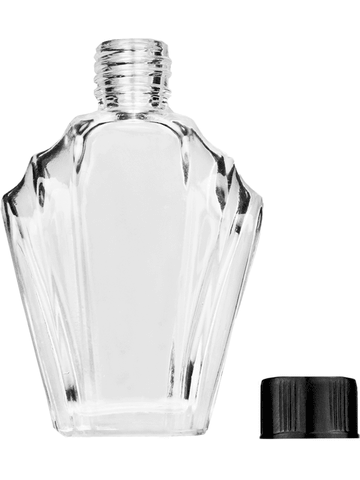 Flair design 13ml Clear glass bottle with short black cap.