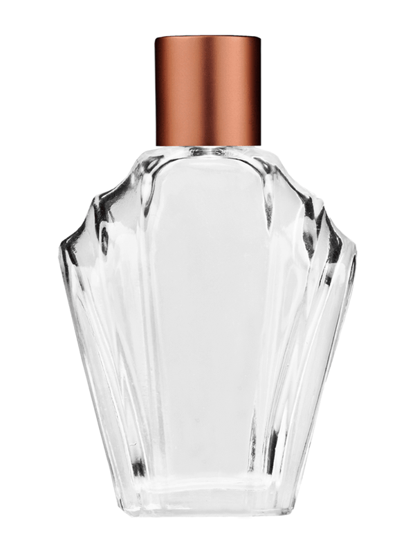 Empty Clear glass bottle with short matte copper cap capacity: 13ml. For use with perfume or fragrance oil, essential oils, aromatic oils and aromatherapy.