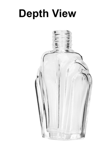 Flair design 13ml Clear glass bottle with metal roller ball plug and shiny silver cap.