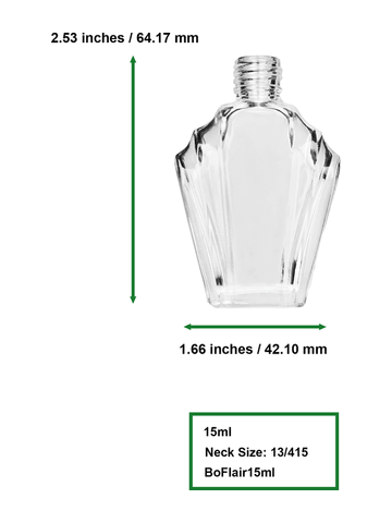 Flair design 13ml Clear glass bottle with shiny silver cap.