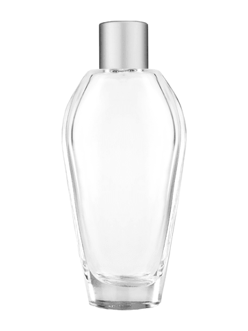 Grace design 55 ml, 1.85oz  clear glass bottle  with reducer and silver matte cap.