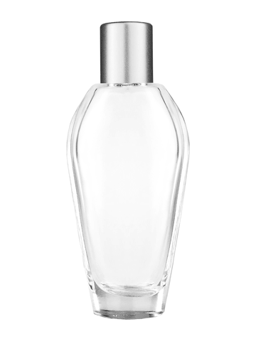 Grace design 55 ml, 1.85oz  clear glass bottle  with reducer and tall silver matte cap.