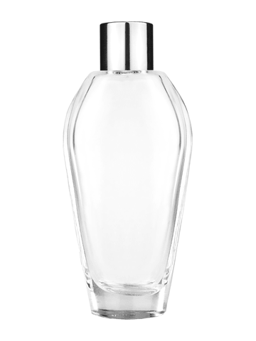 Grace design 55 ml, 1.85oz  clear glass bottle  with reducer and shiny silver cap.