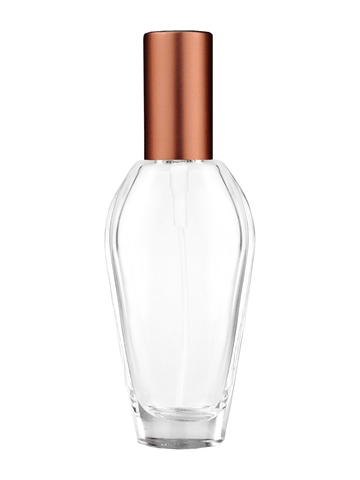 Grace design 55 ml, 1.85oz  clear glass bottle  with matte copper spray pump.