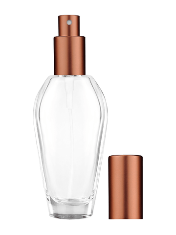 Grace design 55 ml, 1.85oz  clear glass bottle  with matte copper spray pump.