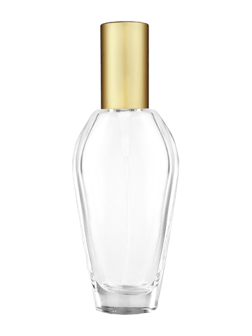 Grace design 55 ml, 1.85oz  clear glass bottle  with matte gold spray pump.