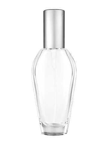 Grace design 55 ml, 1.85oz  clear glass bottle  with matte silver spray pump.