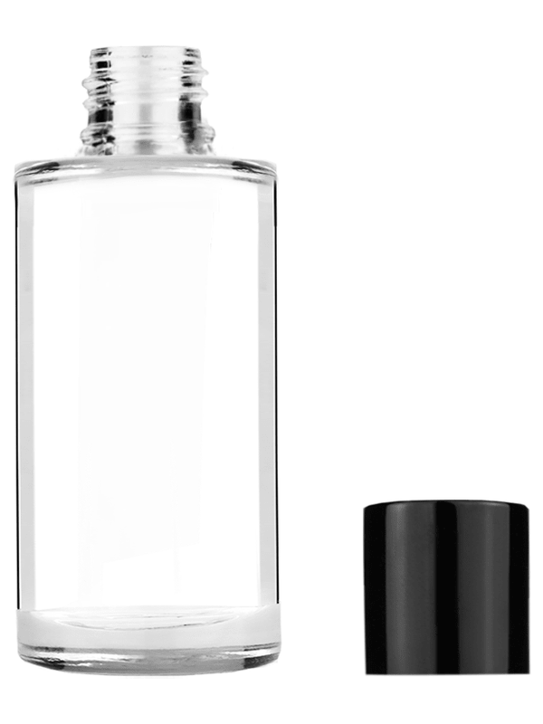 Cylinder design 9ml Clear glass bottle with black short cap.