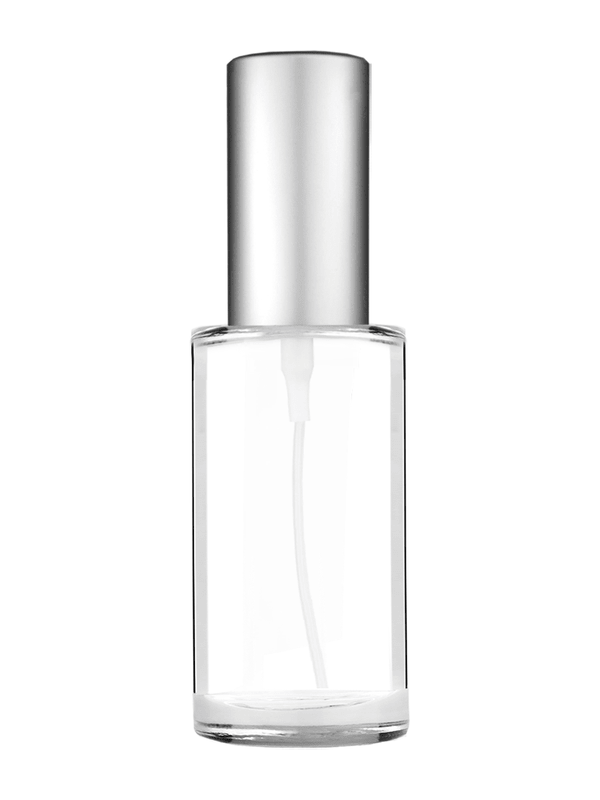 Cylinder design 9ml Clear glass bottle with matte silver spray.