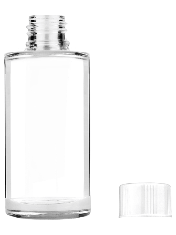 Cylinder design 9ml Clear glass bottle with short white cap.