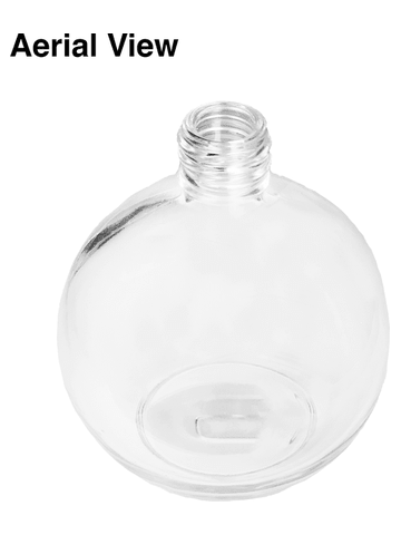 Round design 128 ml, 4.33oz  clear glass bottle  with ivory vintage style bulb sprayer with shiny gold collar cap.