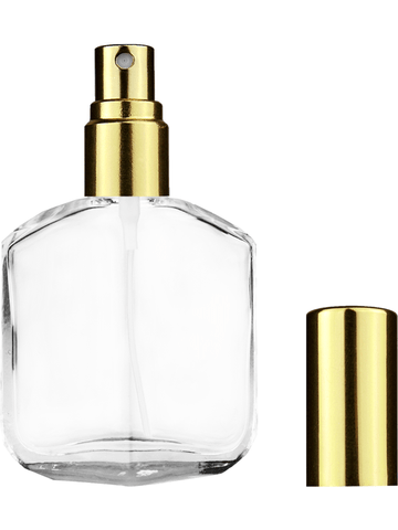 Royal design 13ml, 1/2oz Clear glass bottle with shiny gold spray.