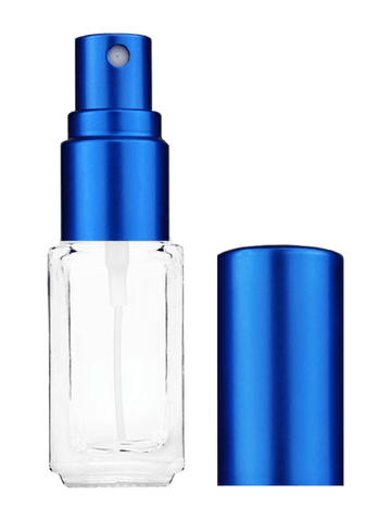 Sleek design 5ml, 1/6oz Clear glass bottle with matte blue spray.