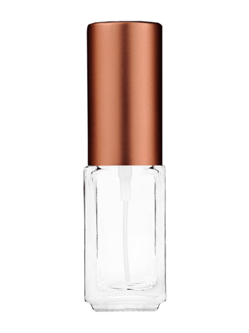 Sleek design 5ml, 1/6oz Clear glass bottle with matte copper spray.