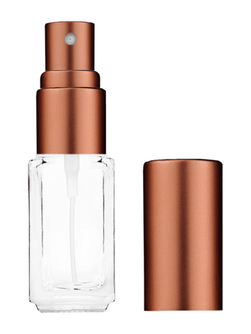 Sleek design 5ml, 1/6oz Clear glass bottle with matte copper spray.