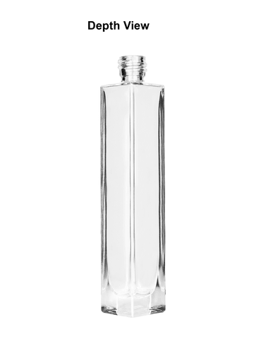 Sleek design 100 ml, 3 1/2oz  clear glass bottle  with black vintage style bulb sprayer with shiny silver collar cap.