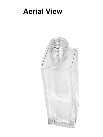 Sleek design 50 ml, 1.7oz  clear glass bottle  with black vintage style bulb sprayer with shiny silver collar cap.