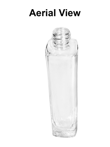 Slim design 100 ml, 3 1/2oz  clear glass bottle  with ivory vintage style bulb sprayer with shiny gold collar cap.