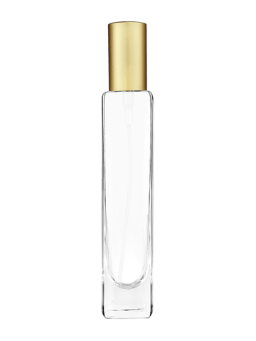 Slim design 100 ml, 3 1/2oz  clear glass bottle  with matte gold spray pump.