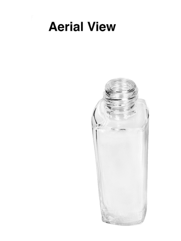 Slim design 30 ml, 1oz  clear glass bottle  with ivory vintage style bulb sprayer with shiny silver collar cap.