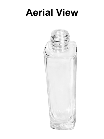 Slim design 50 ml, 1.7oz  clear glass bottle  with ivory vintage style bulb sprayer with shiny gold collar cap.