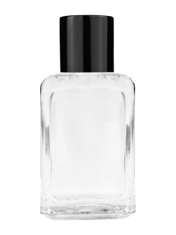 Empty Clear glass bottle with short shiny silver cap capacity: 15ml, 1/2oz. For use with perfume or fragrance oil, essential oils, aromatic oils and aromatherapy.