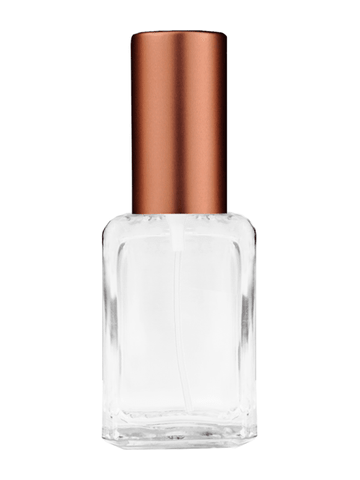 Square design 15ml, 1/2oz Clear glass bottle with matte copper spray.