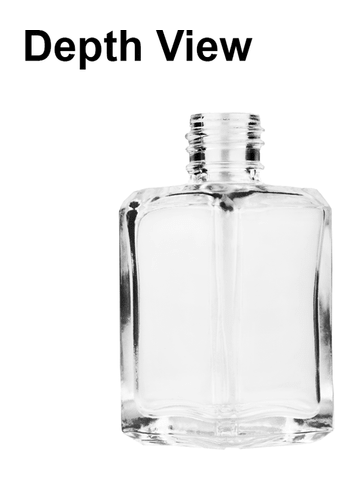 Square design 15ml, 1/2oz Clear glass bottle with shiny silver spray.