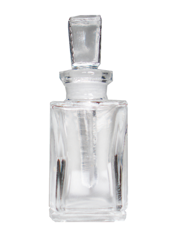 Clear glass teardrop shaped bottle with glass stopper. Capacity : 9ml (1/3oz)